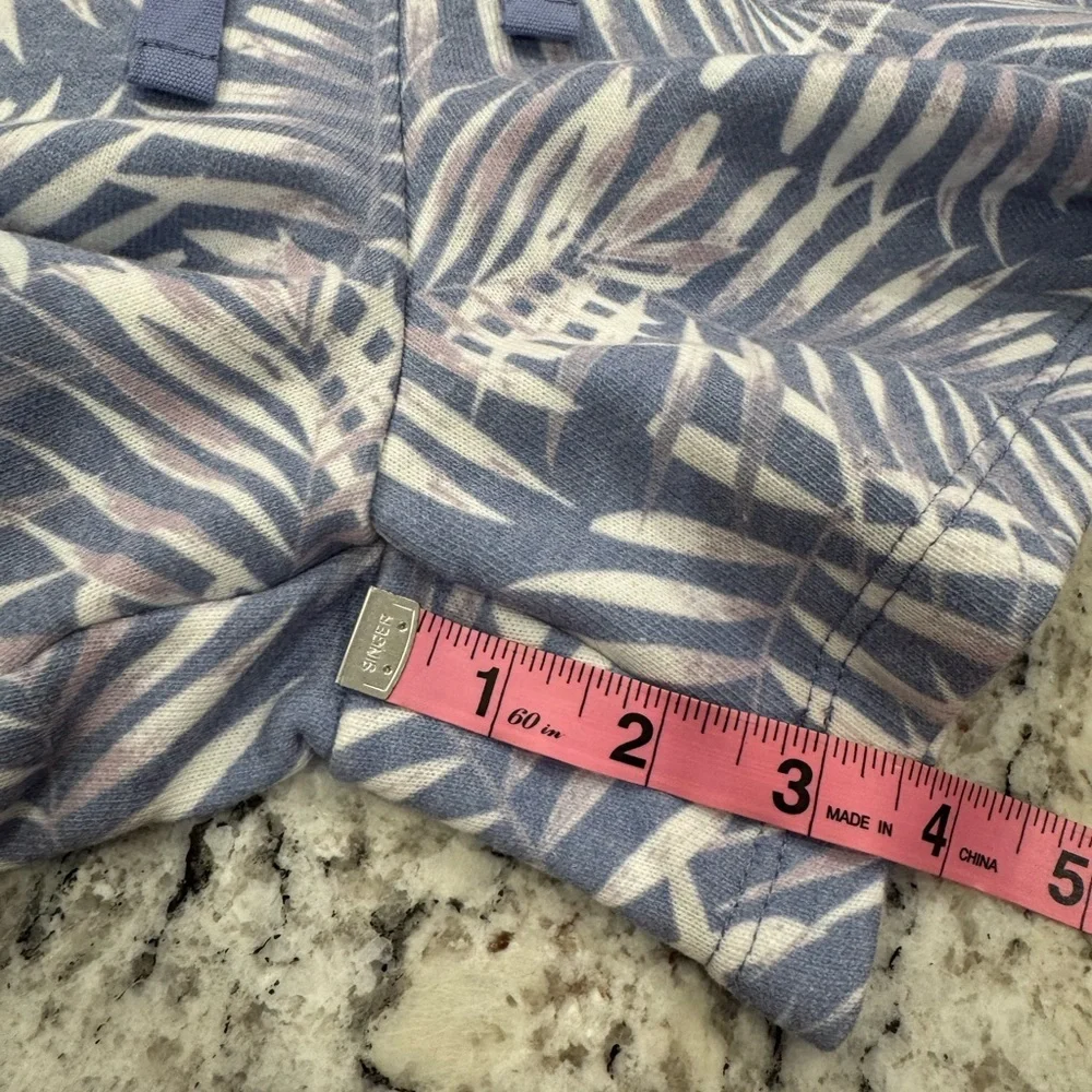 Ecothreads Palm Print Romper Periwinkle Blue Tropical Tie Waist - Picture 3 of 10